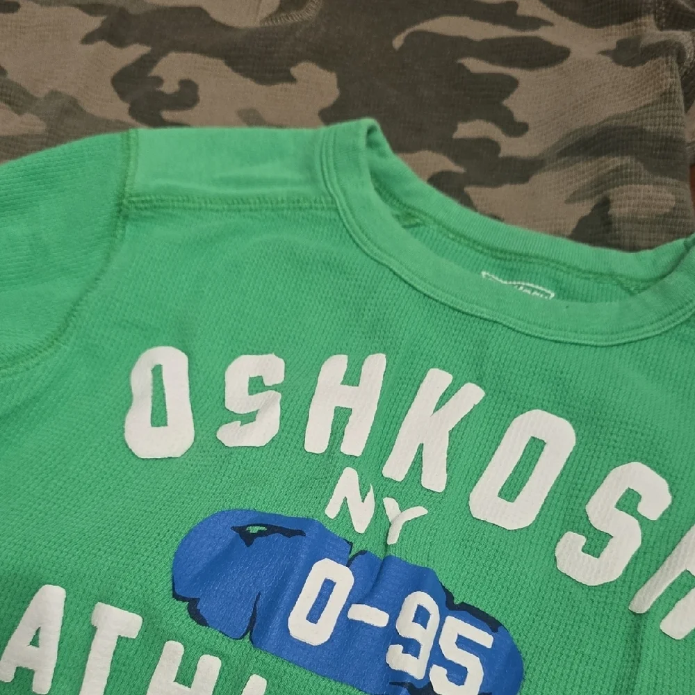 OshKosh Lot Boys‎ 7 Green and Camouflage Kids Long Sleeve Tees Thermals